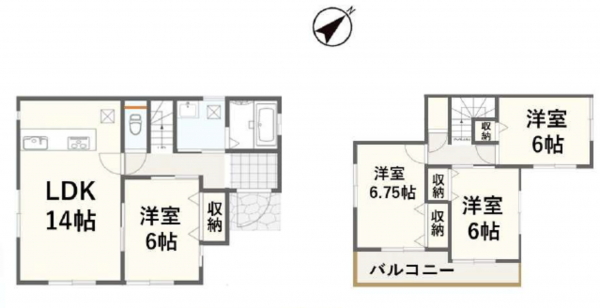 桶川市末広、中古一戸建ての間取り画像です