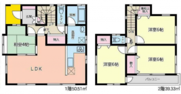 桶川市、中古一戸建ての間取り画像です