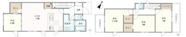 桶川市末広、新築一戸建ての間取り画像です