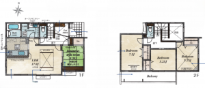桶川市坂田東、新築一戸建ての間取り画像です