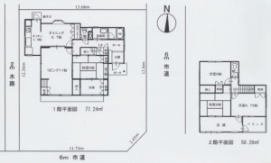 桶川市、中古一戸建ての間取り画像です