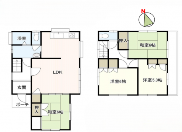 北本市中丸、中古一戸建ての間取り画像です
