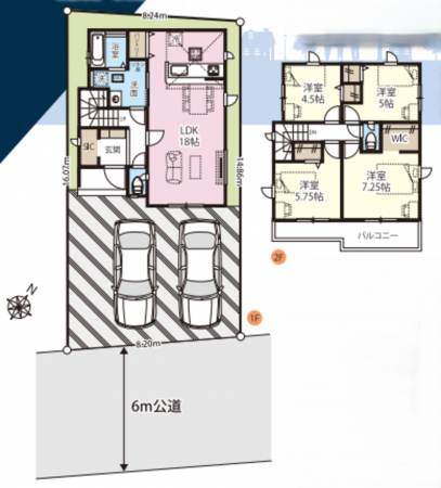 桶川市坂田東、新築一戸建ての間取り画像です