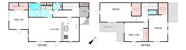 桶川市上日出谷南、新築一戸建ての間取り画像です