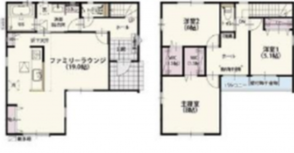 桶川市下日出谷東、新築一戸建ての間取り画像です