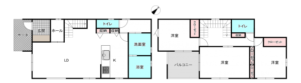 桶川市上日出谷南、新築一戸建ての間取り画像です