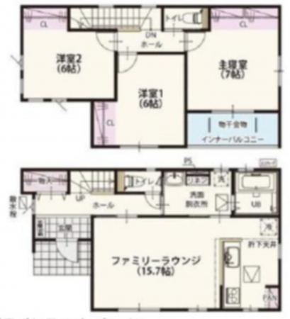 桶川市上日出谷南、新築一戸建ての間取り画像です