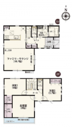 桶川市上日出谷南、新築一戸建ての間取り画像です