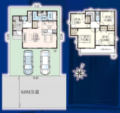 北本市二ツ家、新築一戸建ての間取り画像です