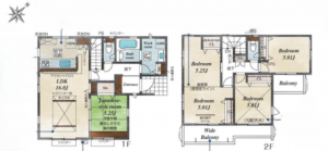 北本市二ツ家、新築一戸建ての間取り画像です