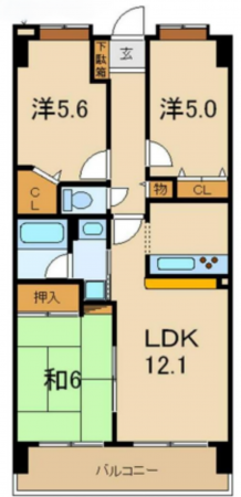 北本市本宿、マンションの間取り画像です