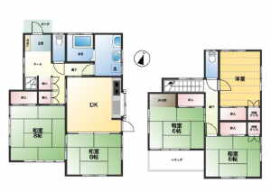 北本市中丸、中古一戸建ての間取り画像です