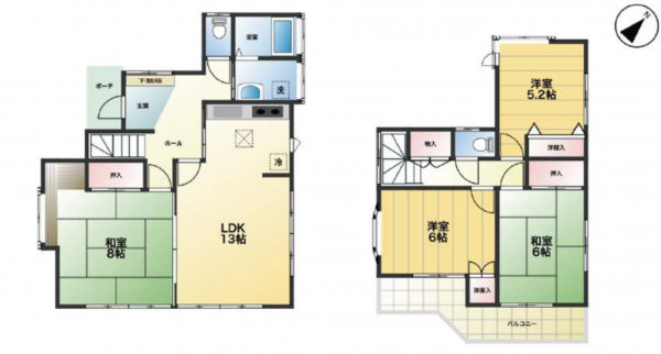 北本市本宿、中古一戸建ての間取り画像です