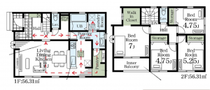 北本市大字下石戸下、新築一戸建ての間取り画像です
