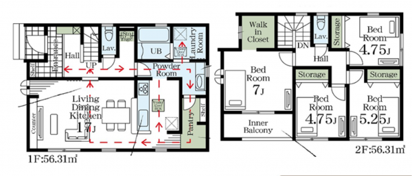 北本市大字下石戸下、新築一戸建ての間取り画像です