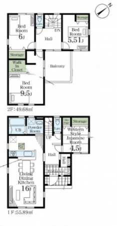 北本市大字下石戸下、新築一戸建ての間取り画像です