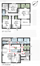 北本市大字下石戸下、新築一戸建ての間取り画像です