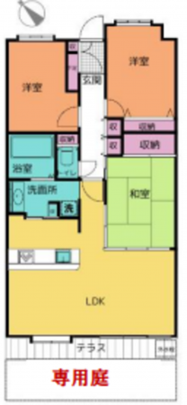 桶川市朝日、マンションの間取り画像です