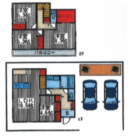 北本市中丸、中古一戸建ての間取り画像です