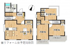 北本市東間、中古一戸建ての間取り画像です