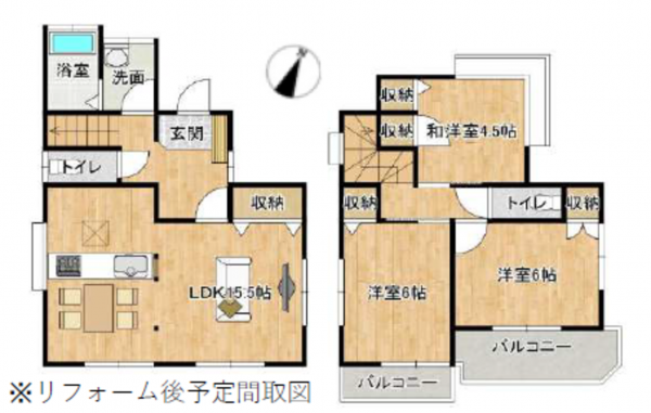 北本市東間、中古一戸建ての間取り画像です