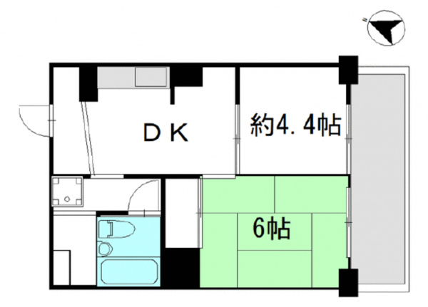 北本市二ツ家、マンションの間取り画像です