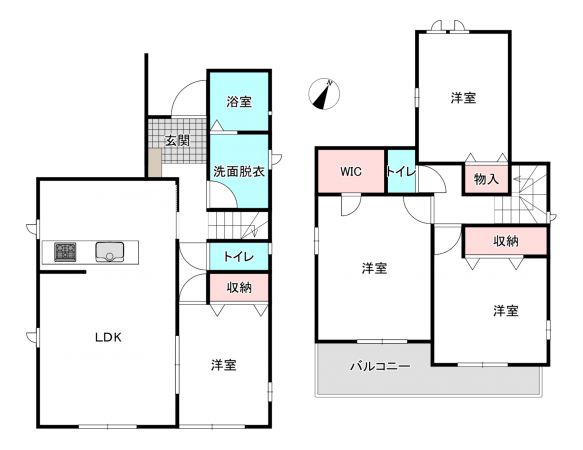 北本市宮内、新築一戸建ての間取り画像です