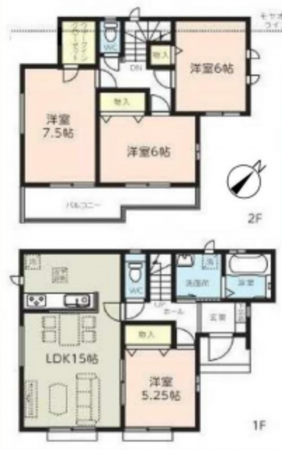 北本市宮内、新築一戸建ての間取り画像です