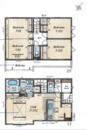 北本市二ツ家、新築一戸建ての間取り画像です