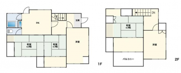 桶川市鴨川、中古一戸建ての間取り画像です