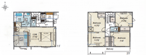 桶川市泉、新築一戸建ての間取り画像です