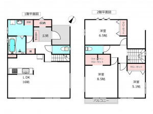 北本市中丸、新築一戸建ての間取り画像です