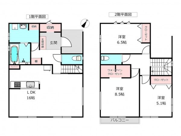 北本市中丸、新築一戸建ての間取り画像です