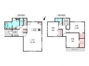 北本市中丸、新築一戸建ての間取り画像です