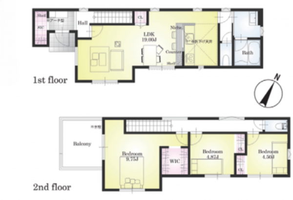 北本市宮内、新築一戸建ての間取り画像です
