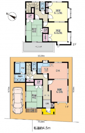 北本市中丸、中古一戸建ての間取り画像です