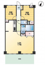桶川市寿、マンションの間取り画像です