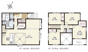 桶川市末広、新築一戸建ての間取り画像です