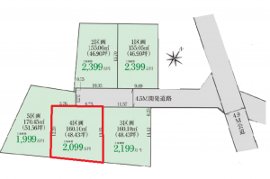 北本市東間、土地の間取り画像です