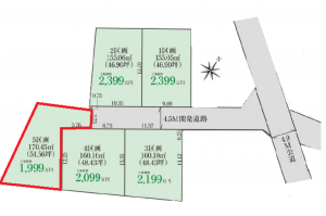 北本市東間、土地の間取り画像です