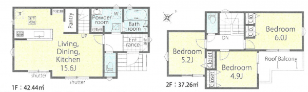 北本市本宿、新築一戸建ての間取り画像です