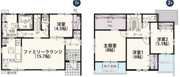 北本市石戸、新築一戸建ての間取り画像です