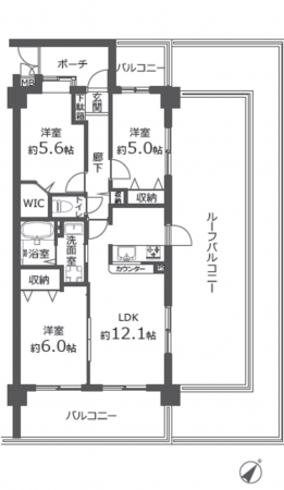 北本市本宿、マンションの間取り画像です