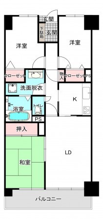 桶川市末広、マンションの間取り画像です