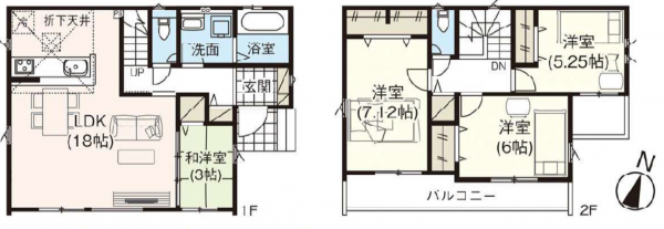 北本市大字下石戸下、新築一戸建ての間取り画像です