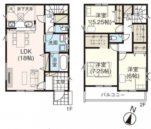 北本市大字下石戸下、新築一戸建ての間取り画像です