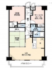 北本市朝日、マンションの間取り画像です