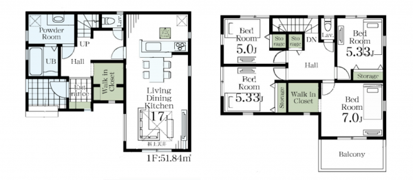 北本市西高尾、新築一戸建ての間取り画像です