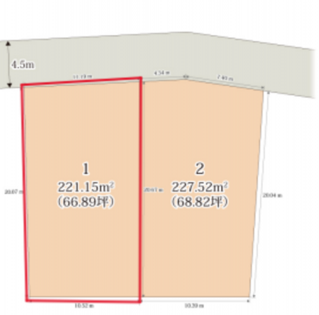 北本市緑、土地の間取り画像です