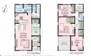 桶川市末広、新築一戸建ての間取り画像です